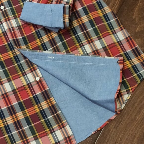 Ralph Lauren Double Faced Madras Plaid Shirt Blue Dobby Oxford Cloth XXL - Picture 4 of 5